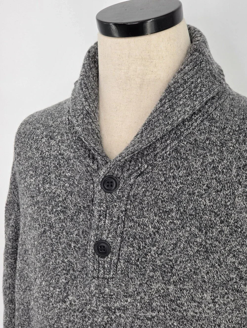J.Crew Shawl Collar Sweater XL Gray 100% Lambswool Marled Wool Men's